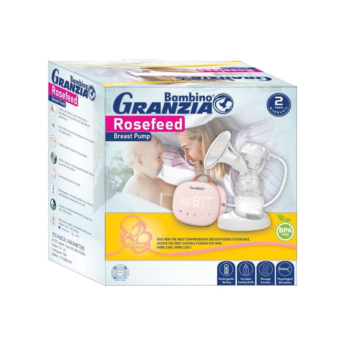 Rosefeed electric breast milk pump(Granzia).مضخة حليب الثدي الكهربائية روزفيد (Granzia).