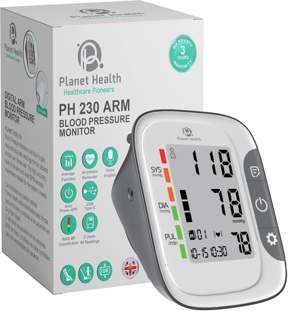 (Planet Health) PH230 BPM - جهاز قياس ضغط الدم